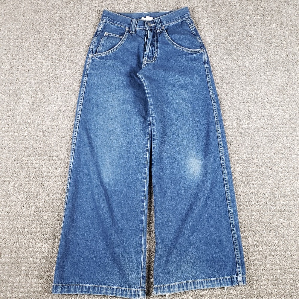 Vintage Y2k Greed Girl Jeans size 1 (24x28) Blue Wide Leg Baggy 00s Made in USA